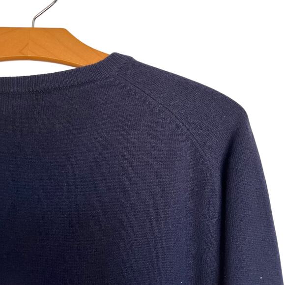 Lands' End 100% Cashmere V-Neck Sweater Pullover Navy Blue Office Career Size XL - Picture 4 of 7